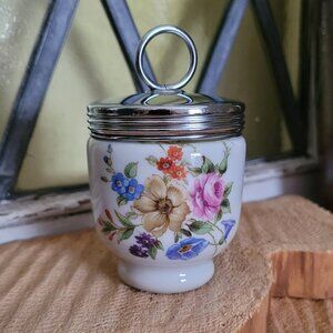 Vintage Porcelain Egg Coddler Royal Worcester Floral Design